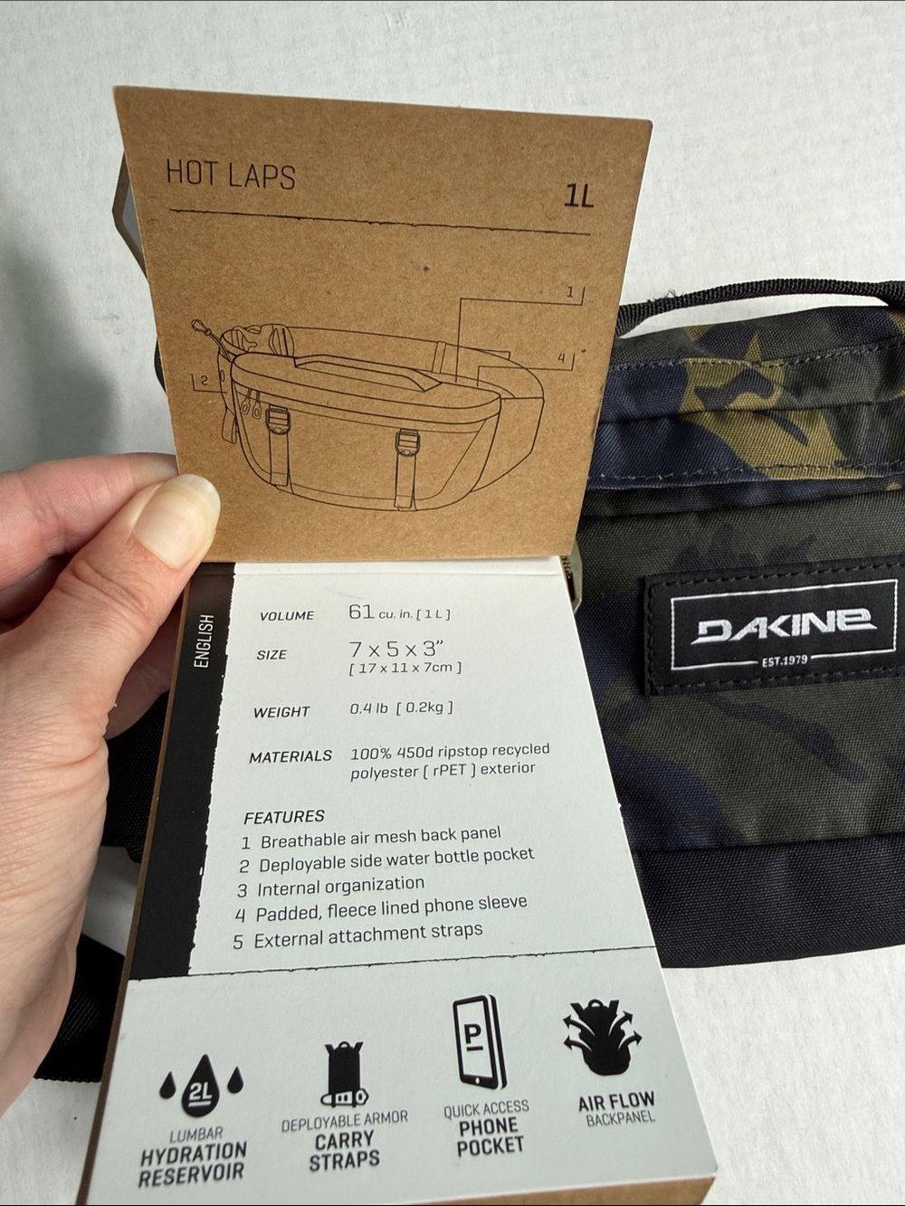 NWT Dakine Hot Laps 1L Camo Belt Bag Hip Pack - Picture 8 of 8